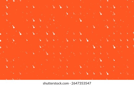 Seamless background pattern of evenly spaced white paint brush symbols of different sizes and opacity. Vector illustration on deep orange background with stars