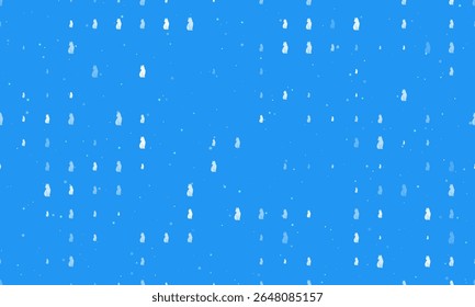 Seamless background pattern of evenly spaced white cat symbols of different sizes and opacity. Vector illustration on blue background with stars
