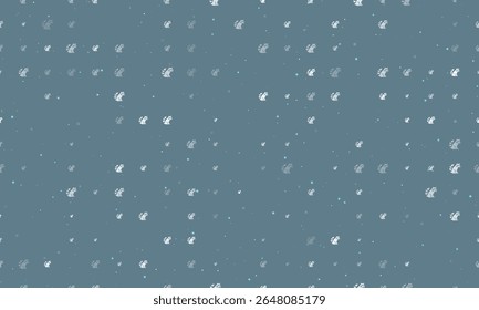Padrão de plano de fundo uniforme de símbolos de guaxinim brancos uniformemente espaçados de diferentes tamanhos e opacidade. Ilustração vetorial no fundo cinza azul com estrelas