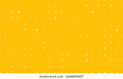 Seamless background pattern of evenly spaced white tennis racket symbols of different sizes and opacity. Vector illustration on amber background with stars
