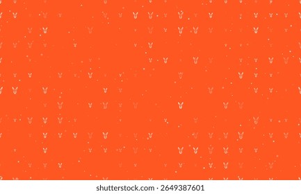 Padrão de fundo uniforme de símbolos de cabeça de lebre branca uniformemente espaçados de diferentes tamanhos e opacidade. Ilustração vetorial em fundo laranja profundo com estrelas