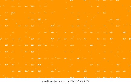 Padrão de fundo uniforme de símbolos de rinoceronte branco com espaçamento uniforme de diferentes tamanhos e opacidade. Ilustração vetorial no plano de fundo laranja com estrelas
