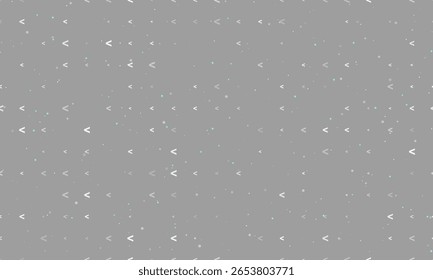 Padrão de plano de fundo uniforme de símbolos brancos menos uniformemente espaçados de diferentes tamanhos e opacidade. Ilustração vetorial em fundo cinza com estrelas