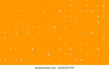 Seamless background pattern of evenly spaced white small 3D printer symbols of different sizes and opacity. Vector illustration on orange background with stars