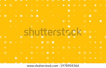 Seamless background pattern of evenly spaced white gift box with a question symbols of different sizes and opacity. Vector illustration on amber background with stars