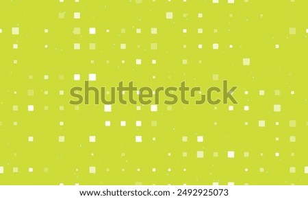 Seamless background pattern of evenly spaced white rounded square symbols of different sizes and opacity. Vector illustration on lime background with stars