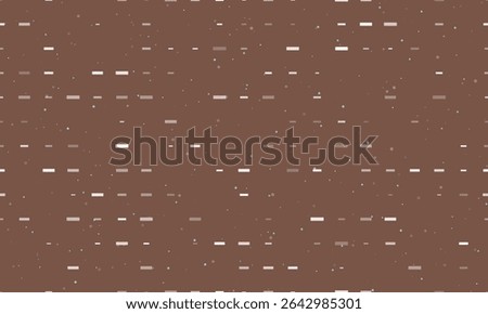 Seamless background pattern of evenly spaced white minus symbols of different sizes and opacity. Vector illustration on brown background with stars