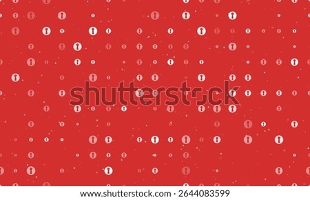 Seamless background pattern of evenly spaced white keyhole symbols of different sizes and opacity. Vector illustration on red background with stars
