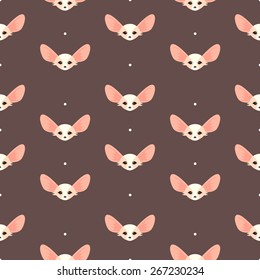 Seamless background pattern of Fennec Fox looking forward.