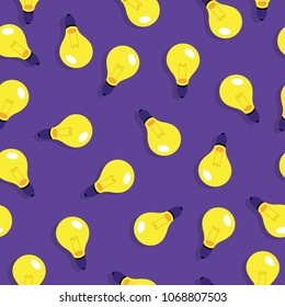 Seamless  background pattern flat design concept idea with light bulb icon. Vector illustrate.