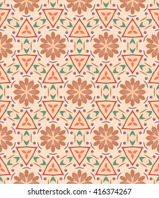 Seamless background, pattern with flowers and signs