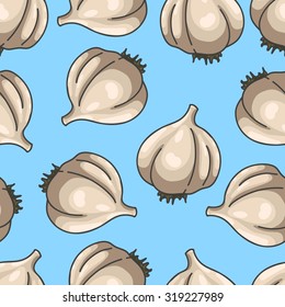 Seamless background with a pattern of garlic