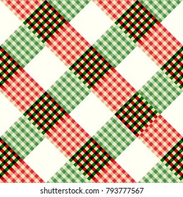 Seamless background pattern. Geometric diagonal plaid pattern in patchwork style.