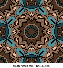 Seamless background pattern in geometric floral style. Vector illustration. for design greeting cards, backgrounds, wallpaper, interior design.