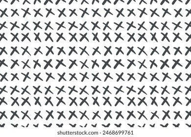 Seamless background pattern with geometric shapes gray cross. The template is evenly filled with black plus symbols. Vector illustration on a white background
