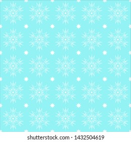 Seamless background,  pattern, geometric. White, blue, mint, menthol, stars, snowflakes.