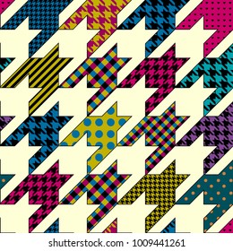 Seamless background pattern. Geometrical Hounds-tooth pattern in a patchwork style.