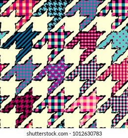 Seamless background pattern. Geometrical Hounds-tooth pattern in a patchwork style.
