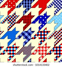 Seamless background pattern. Geometrical Hounds-tooth pattern in a patchwork style.