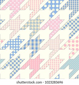 Seamless background pattern. Geometrical Hounds-tooth pattern in a patchwork style.