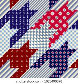Seamless background pattern. Geometrical Hounds-tooth pattern in a patchwork style.