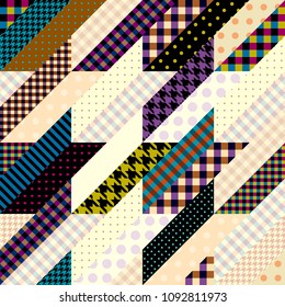 Seamless background pattern. Geometrical Hounds-tooth pattern in a patchwork style.