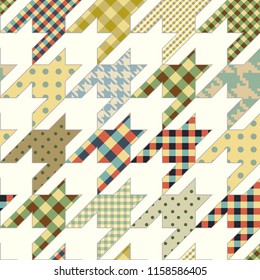 Seamless background pattern. Geometrical Hounds-tooth pattern in a patchwork style. Vector image.