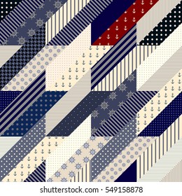 Seamless background pattern. Geometrical Hounds-tooth pattern in a patchwork style.