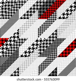Seamless background pattern. Geometrical Hounds-tooth pattern in a patchwork style.