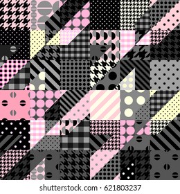 Seamless background pattern. Geometrical Hounds-tooth pattern in a patchwork style.