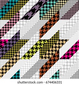Seamless background pattern. Geometrical Hounds-tooth pattern in patchwork style,