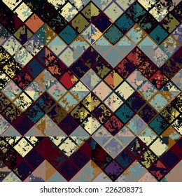 Seamless background pattern. Grunge mosaic with chevrons