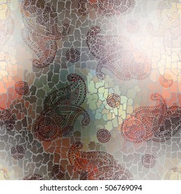 Seamless background pattern. Grunge ornamental pattern with a cracks effect.