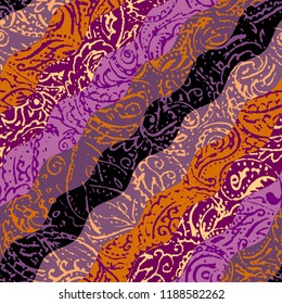 Seamless background pattern. Grunge paisley pattern in collage patchwork style. Ethnic indian style.