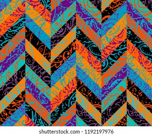 Patrón de fondo sin problemas. Patrón paisley grunge en el estilo de mosaico. Estilo étnico indio.