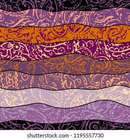 Seamless background pattern. Grunge paisley pattern in collage patchwork style. Ethnic indian style.
