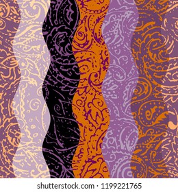 Seamless background pattern. Grunge paisley pattern in collage patchwork style. Ethnic indian style.