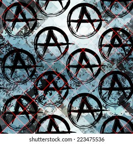 Seamless Background Pattern. Grunge Punk Pattern, Signs Of Anarchy