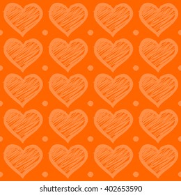 Seamless background pattern with hand drawn hearts.