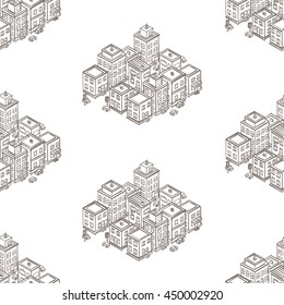 Seamless background pattern of hand drawn sity. Vector sity pattern. Vector illustration