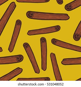 Seamless Background With A Pattern Of Hand Drawn Cinnamon Stick