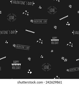 seamless background with a pattern for a happy Valentine's day holiday on the blackboard