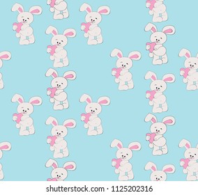 seamless background with a pattern of hares, character
