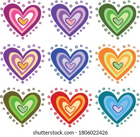 Colorful Heart Candy Seamless Pattern Background Stock Vector (Royalty