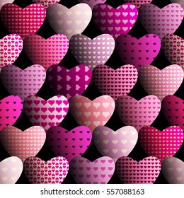 Seamless background pattern. Pattern with hearts in a material design style.