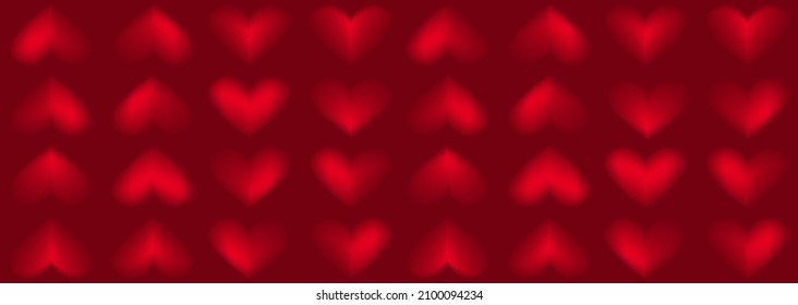Seamless background pattern with hearts on a red background. Heart-shaped glare