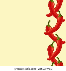 Seamless background with a pattern of hot delicious fresh red chili