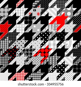 Seamless background pattern. Hounds-tooth geometric pattern in patchwork style.
