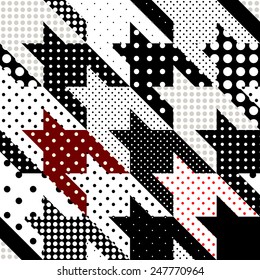Seamless background pattern. Hounds-tooth pattern with polka dots.