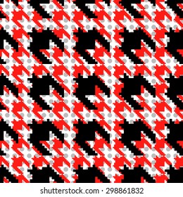 Seamless background pattern. Hounds-tooth red and black pattern with polka dots.